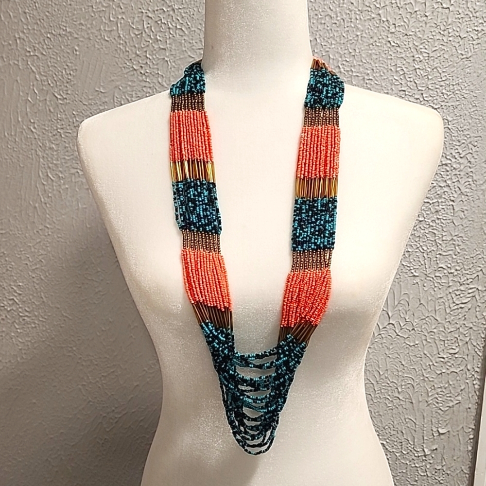 ALDO Multi Strand striped bead necklace